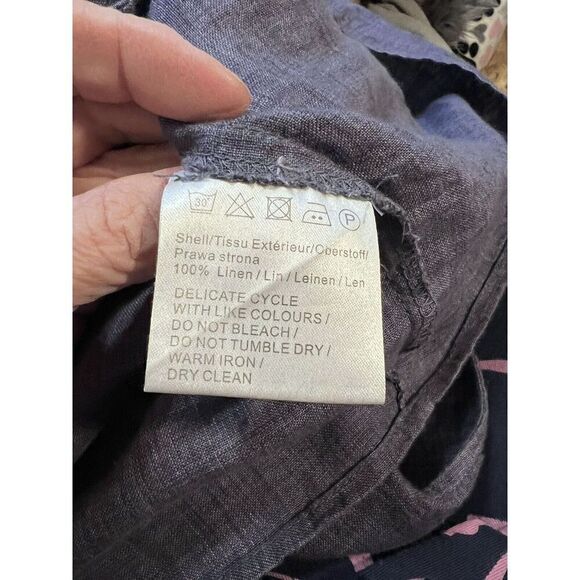 Malvin Hamburg Medium Lagenlook 100% Linen Mini Dress Blue Scoop Neck Pockets - Picture 6 of 7